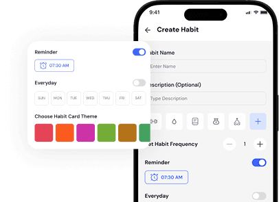 Habit Create Icon Customizable and Habit Card Color